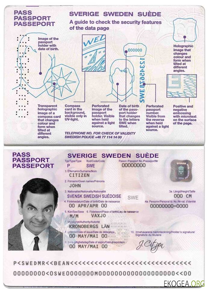 Passeport suédois template